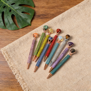 Venta al por mayor de bolígrafos de piedra natural pulida hechos a mano, coloridos, de alta calidad, herramienta de escritura DIY con embalaje de burbujas - Product Image 2