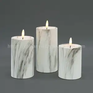 Plastic led candles holiday wedding function candles christmas custom marble textured plastic european led flameless candle
