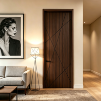 Porte intérieure battante en aluminium à grain de bois, design simple, écologique, étanche et insonorisée, pour villa, hôtel, appartement, chambre.
