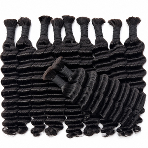 Cabello humano ondulado sin trama, negro natural, suave y con volumen para trenzas, trenzas boho, vendedores en línea. - Product Image 5