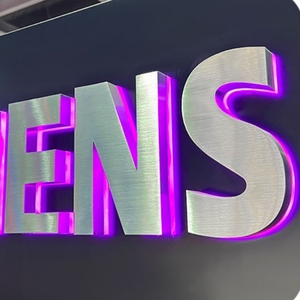 <span class=keywords><strong>Letras</strong></span> Acrílicas Retroiluminadas de Acero Inoxidable Personalizadas, Letrero Comercial LED <span class=keywords><strong>con</strong></span> Acabado de Espejo Electrochapado, Letreros Iluminados 3D para Exteriores - Product Image 1