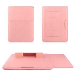 Factory Wholesale High-quality OEM/ODM Laptop Sleeve Case PU Leather Bag Adjustable Angle with <b>Stand</b> 14'' PC Pink - Product Image 3