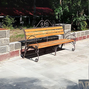 Banco de parque de jardín de hierro forjado antiguo Aplicación escolar al aire libre con extremos de Banco de hierro y deslizamiento - Product Image 6