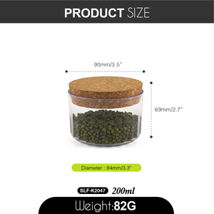 Tarro pequeño de almacenamiento de plástico transparente de 200ml de estilo moderno con tapa de corcho, sello de comida de forma redonda, organizador de cereales gruesos, olla apilable - Product Image 2