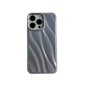 Korean Ocean Ripple Electroplated Protective Shockproof Mobile Phone Accessories Cover Case For iPhone 11 12 13 14 15 Pro Max