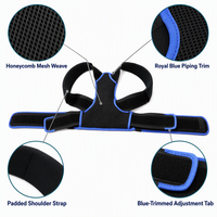 Correcteur de posture noir et bleu avec bretelles rembourrées et support dorsal en forme de Y