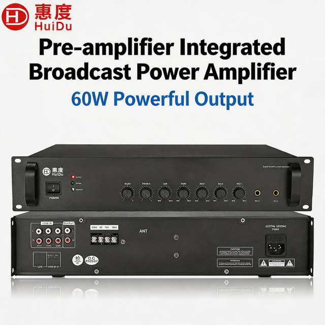 RS-060W Public Address Mixer Amplifier 60W 70V/100V Constant Voltage 2 Mic + 3 Line Inputs /Wi-Fi/ Metal PA System for