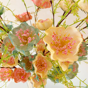 Muyu Chronicles - Ramo de Flores Artificiales de Azalea, Color Rosa Champán Amarillo, Flores de Jabón, Decoración del Hogar, Accesorios para Bodas - Product Image 4