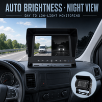 Moniteur LCD AHD pour véhicule avec écran IPS, vision nocturne, luminosité automatique et entrée caméra pour camion, camping-car, bus, remorque, flotte