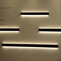 Lumière linéaire LED mince noire mate 2285 1200 mm de longueur 40 W avec diffuseur en PC opale et embout rond