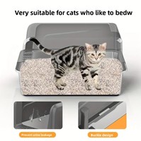 Bac à litière pour chat en acier inoxydable, personnalisé, écologique, anti-fuite, à bords hauts, durable, entrée par le haut, pour chat extra large