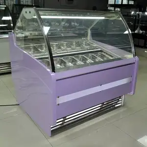 Curved 2 glass 12 Trays used Ice Cream display freezer Dipping Cabinet