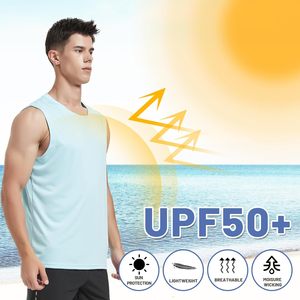 Custom Men's Sleeveless Tank Top Solid Color O-Neck Quick Dry Breathable Knitted 100% Cotton Sporty <b>Athletic</b> Wear Light Blue - Product Image 6
