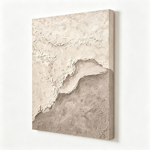 Cuadro Grande de Lona con Textura Estilo Wabi Sabi, Pintura al Óleo Impresionista de Figura en Terreno Roccioso, Decoración de Pared Pintada a Mano para Hotel de Lujo - Product Image 4