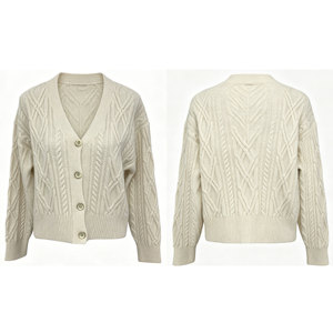 <span class=keywords><strong>Cardigan</strong></span> da donna con scollo <span class=keywords><strong>a</strong></span> V in maglia <span class=keywords><strong>a</strong></span> <span class=keywords><strong>trecce</strong></span>, vintage, spesso, con bottoni, morbido, in maglia pelosa, alla moda, casual - Product Image 3