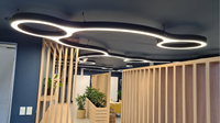 Lampu gantung & Lampu liontin tersertifikasi ETL pencahayaan Linear melengkung kustom lampu suspensi bentuk Oval tinggi dapat disesuaikan
