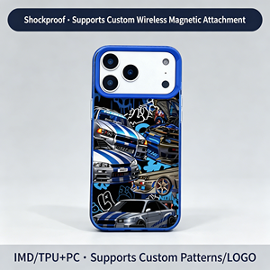 Custodia in TPU opaco con motivo collage auto sportiva blu graffiti, <span class=keywords><strong>cover</strong></span> antiurto per iPhone 17 16 15 14 13 Pro Max - Product Image 4