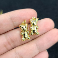CZ8391 Nouveau pendentif en forme de cœur en micro-pavé de zircon cubique plaqué or 18 carats, avec un charme en forme d'ours