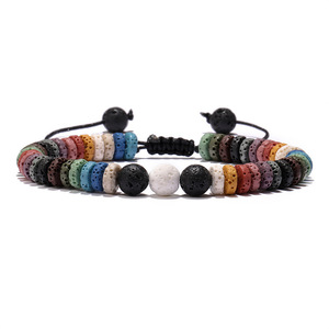 Wholesale Classic Lava Stone Beaded <b>Bangle</b> Trendy Colorful Stone Woven Bracelet <b>for</b> Party Anniversary - Product Image 4