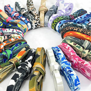 WEGOODZF Lacets imprimés <span class=keywords><strong>l</strong></span>éopard camouflage colorés personnalisés Lacets plats en polyester pour baskets et chaussures décontractées - Product Image 1