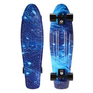Skateboard <span class=keywords><strong>Cruiser</strong></span> en <span class=keywords><strong>plastique</strong></span> 27 pouces, planche à roulettes, Style rétro graphique, galaxie étoilé et fleuri - Product Image 6