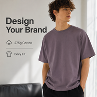 T-shirts vierges en coton 100% de qualité supérieure 275 GSM, style esthétique, avec logo brodé, coupe décontractée et ample, à manches courtes pour hommes, vente en gros
