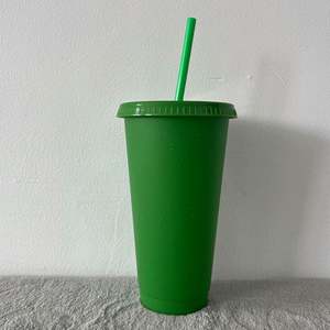 Vente en gros de gobelets à boisson glacée en plastique givré réutilisables de 16 oz et 24 oz avec couvercles plats anti-fuite et pailles pour les fêtes - Product Image 6