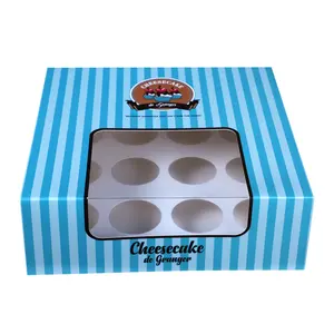 Christmas Wedding Cakes Pie Packing Custom Gift Pastry Paper Packaging Cup Cake Box With Clear Transparent Window Cupcake Boxes