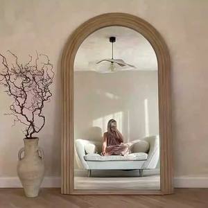 Gebogen retro spiegel in volle lengte, Franse middeleeuwse stijl, staande spiegel, kaptafelspiegel voor woonkamer, kledingwinkel - Product Image 5