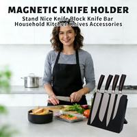 Porte-couteaux magnétique pliable en bois noir en caoutchouc personnalisé pour une utilisation en cuisine