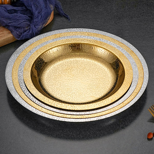 Plato Redondo Multifuncional de Acero Inoxidable Martillado para Servir Mariscos, Pasta, Filetes, Langosta, Ensaladas y Barbacoa - Product Image 2
