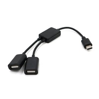 Câble Hub OTG Micro USB 2.0 4-en-1 DeDs D1125 0,2 m avec gaine en PVC, adaptateur de charge/alimentation pour téléphones mobiles