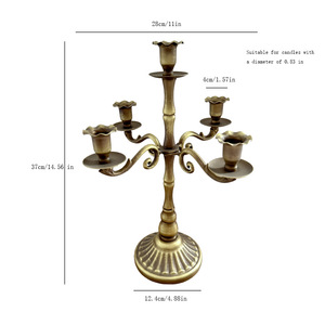 Porte-bougie en fer rétro, hauteur 53 cm et 37 cm, 5 bras chacun, centre de table décoratif vintage pour mariage - Product Image 4