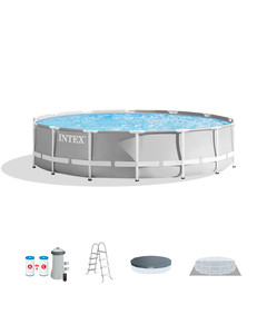 <span class=keywords><strong>INTEX</strong></span> 26720 Piscine extérieure hors sol familiale en PVC avec cadre en acier inoxydable et couvercle Design à <span class=keywords><strong>prisme</strong></span> rond - Product Image 2