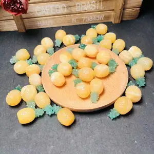 Hot sale Natural Quartz Small Carved Yellow Calcite Pineapple Artware Collection Carving Craft