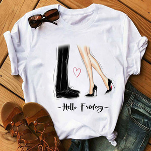 Camiseta blanca para mujer, Camiseta con estampado de copa de vino, camiseta Harajuku con estampado informal para mujer, camiseta gráfica de manga corta de talla grande para niña - Product Image 2