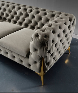 Cao Cấp Hiện Đại Tufted Sofa Đồ Nội Thất Tùy Chỉnh Chân Vàng Vải Sang Trọng Biệt Thự 123 Chesterfield Sofa Set - Product Image 6