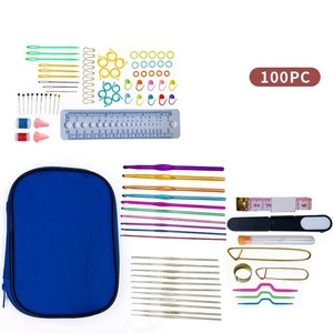 Lot de 100 crochets à crochet avec étui, aiguilles à tricoter, ciseaux, marqueurs et outils de couture pour loisirs créatifs DIY - Product Image 4