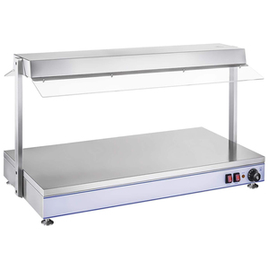 120x50cm Commercial Countertop Food Warmer with Heat <b>Lamp</b> & Sneeze Guard, Stainless Steel Buffet Warming Station for Restaurant - Product Image 1