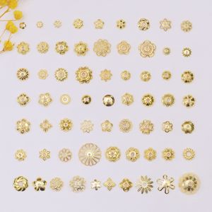 Perles en gros plaquées or 14k 18k, perles intercalaires, embouts en <span class=keywords><strong>laiton</strong></span> argenté rose, capuchons de perles en forme de fleur pour la fabrication de bijoux et colliers - Product Image 1