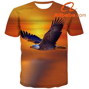 Camiseta en 3D para hombres, camisa con estampado de águila Soaring, divertida, informal, bonita, de Anime, con llama, venta al por mayor - Product Image 1