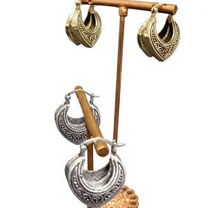 Wholesale Bohemian Style Alloy <b>Silver</b> Hoop Earrings Lightweight Daily Wear Indian Manufacturer Factory Price - Product Image 1