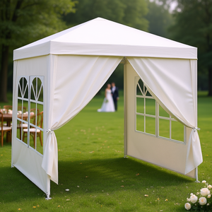 Gazebo plegable para exteriores DB de 6.5x6.5 pies con 4 paredes laterales, 2 puertas, 2 ventanas y tela de PE para bodas y fiestas. - Product Image 2