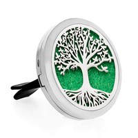 Diffuseur de voiture 35 mm en acier inoxydable 316L, motif libellule, avec clip de ventilation pour parfum de voiture et 10 tampons offerts