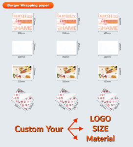 Custom Logo Printed Greaseproof Waterproof PE Coated Food Grade <b>Paper</b> Sheets Sandwich Burger Bread <b>Wrap</b> Wholesale Packaging - Product Image 2