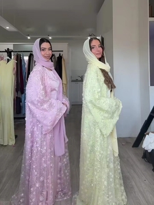 Abaya Personalizada de Lujo para Eid, Kimono Islámico, Vestido Musulmán para Mujer, Diseño Floral Texturizado en 3D, Elegante y Moderno, Conjunto Dubai Sakina 2026 - Product Image 2