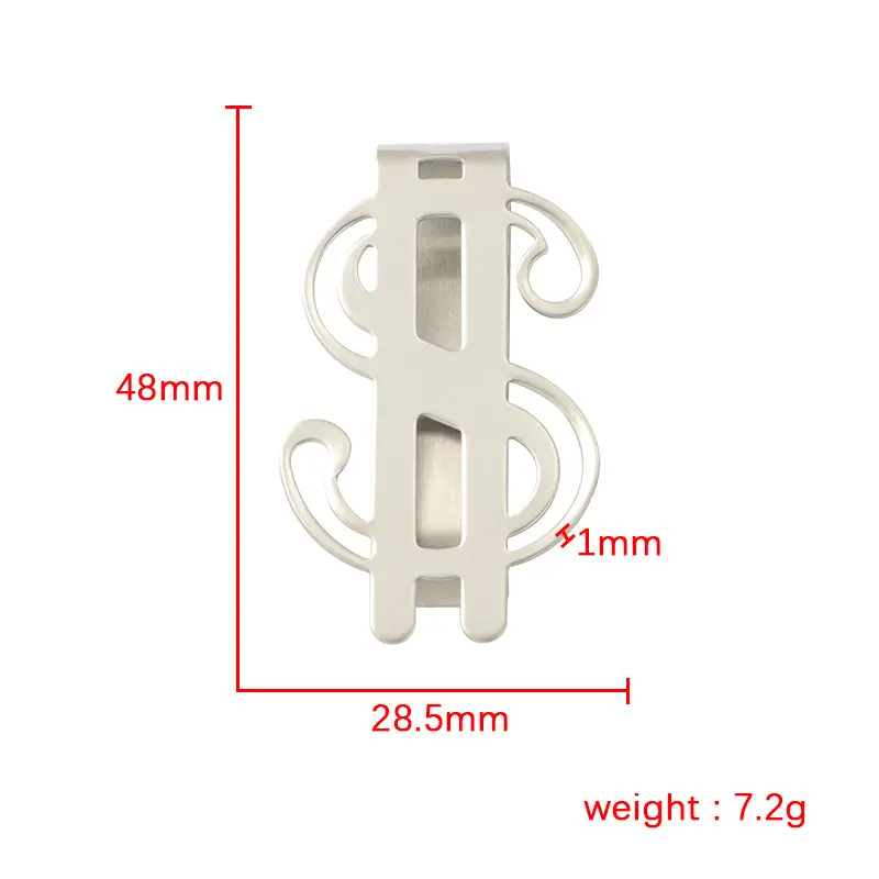 Hot Selling Custom Creative USD Symbol Stainless Steel Banknote Clip Creative Practical Gift Bookmark Book Clip