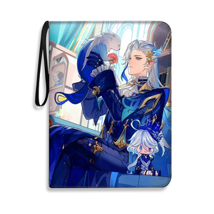 Source Nine Grid Zipper Card Book <span class=keywords><strong>Genshin</strong></span> <span class=keywords><strong>Impact</strong></span> Album de rangement à feuilles mobiles à quatre grilles avec impression de motifs animés - Product Image 1
