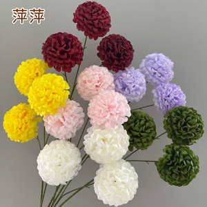 ดอกไฮเดรนเยียประดิษฐ์ 3 หัว ยี่ห้อ Pingping รุ่นลัคกี้บอล สีครีม สำหรับตกแต่งงานแต่งงาน ตกแต่งบ้าน และใช้เป็นพร็อพถ่ายภาพ - Product Image 4