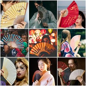 Ventilador de Mano Personalizado en Oferta, Ventilador Plegable de Bambú, Madera, Tela y Papel para Decoración del Hogar - Product Image 6